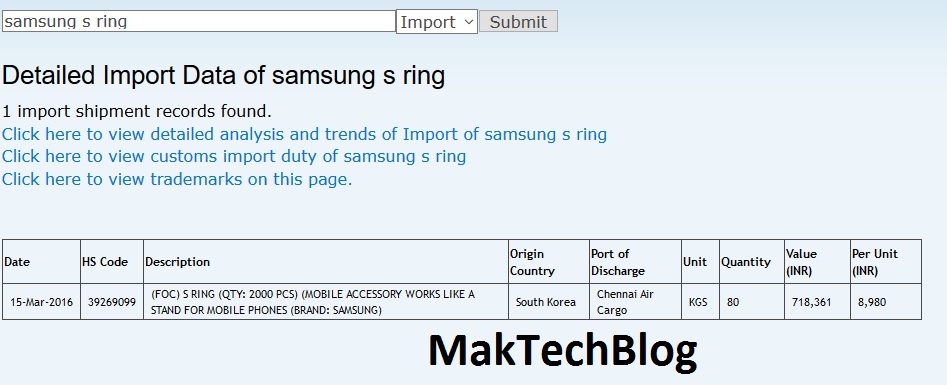 Samsung S Ring Import
