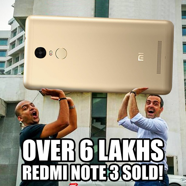 Xiaomi Redmi Note 3 6 Lakh units