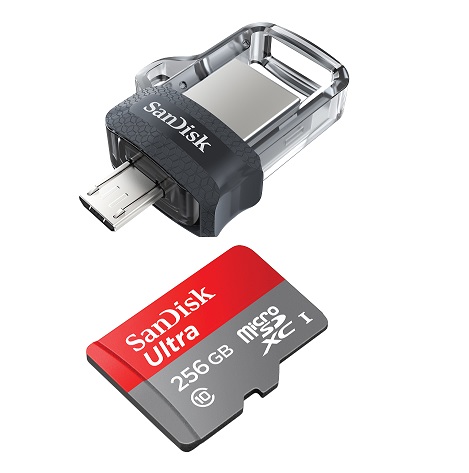 SanDisk Ultra Dual Drive and 256GB MicroSD card