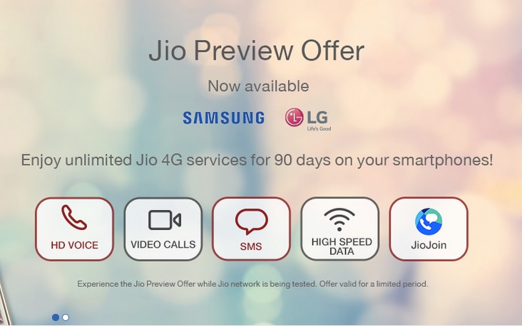 Reliance Jio 90 days unlimited preview offer extended to LG and Samsung