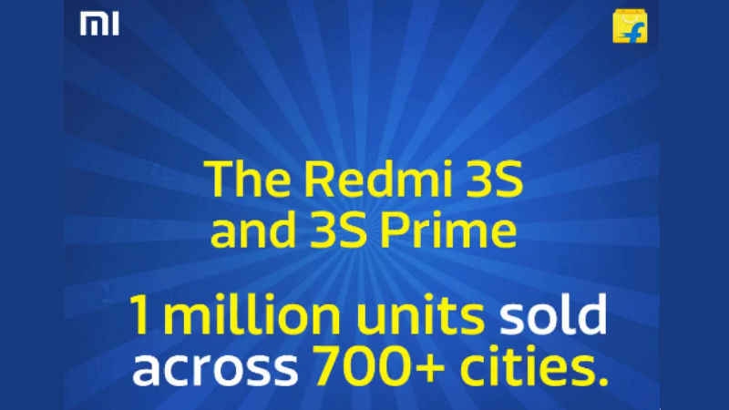Flipkart claims to have sold One Million Xiaomi Redmi 3S and 3S Prime in India